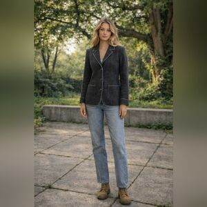 Made in Italy Wool Blend Blazer with Raw Seam Detail – Size L